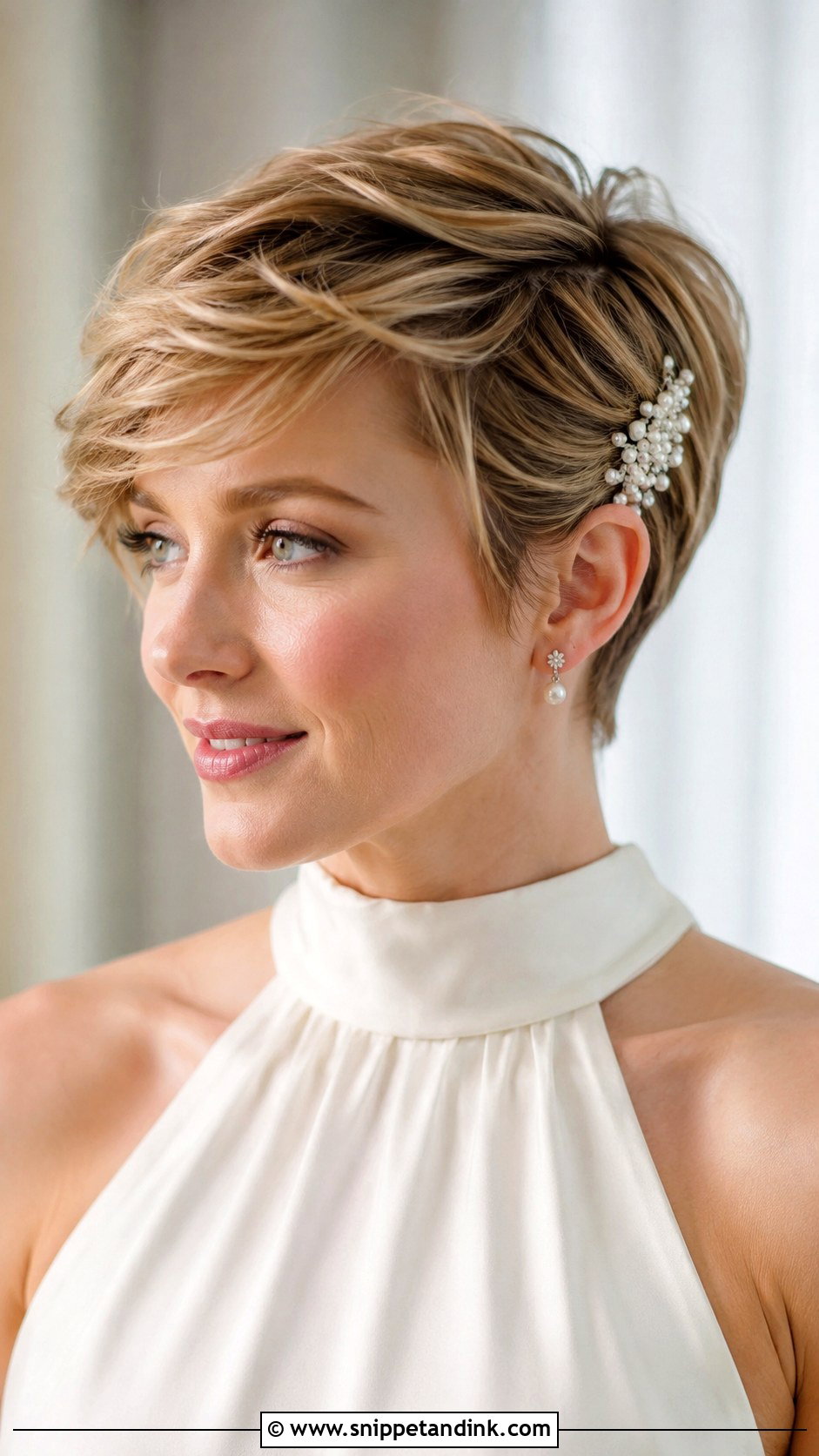 Side Swept Pixie Wedding Hair - Snippet and Ink - 15 Very Short Hair Wedding Styles