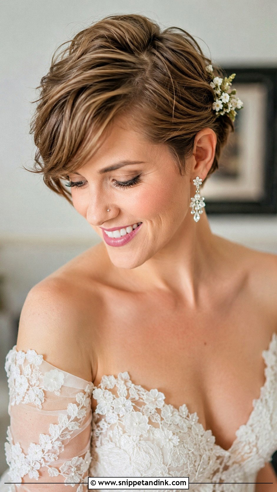Side Swept Pixie or Short Hair Style - Snippet and Ink - 20 One Side Up Wedding Hair Ideas