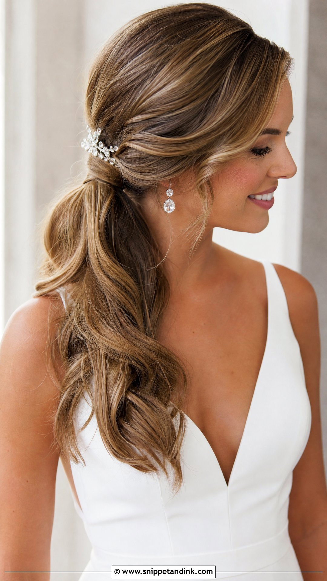 Side Swept Ponytail Bridal Hair - Snippet and Ink - 15 Bridal Hair to the Side Ideas