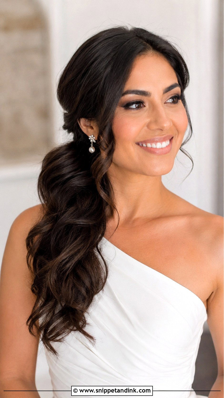 Side Swept Ponytail for Brides - Snippet and Ink - 20 Fancy Ponytail Wedding Hairstyles