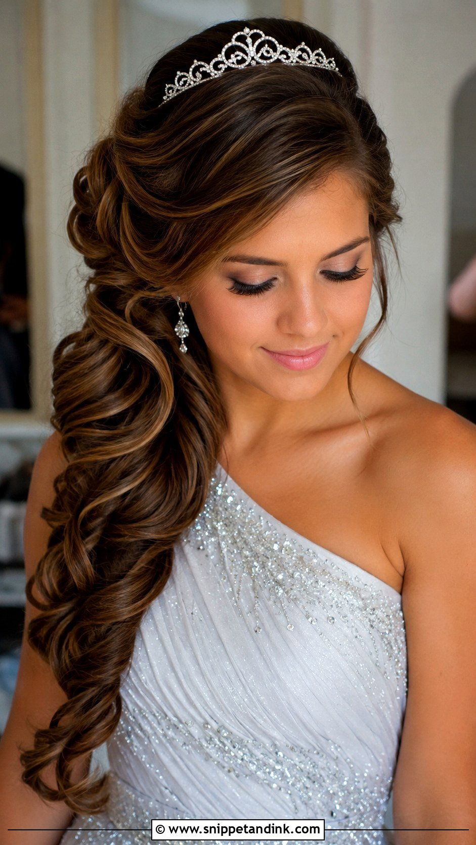 Side Swept Prom Hairstyle With Tiara - Snippet and Ink - 15 Prom Hairstyles with Tiara