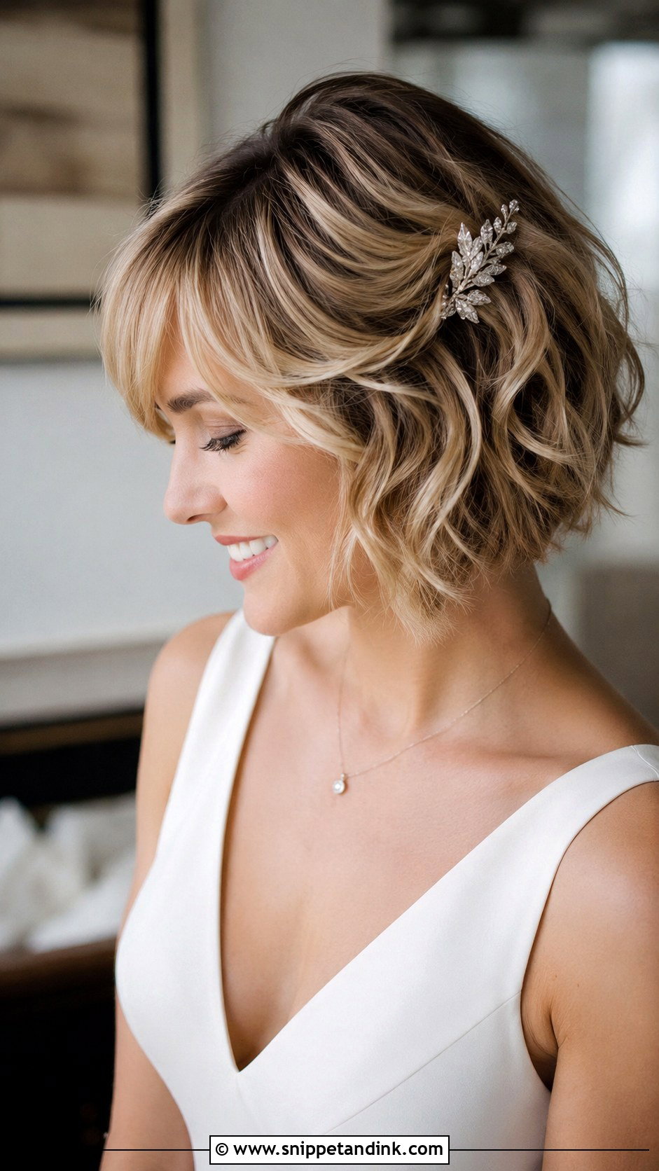 Side Swept Short Hair With Bangs - Snippet and Ink - 25 Side Swept Wedding Hair Ideas