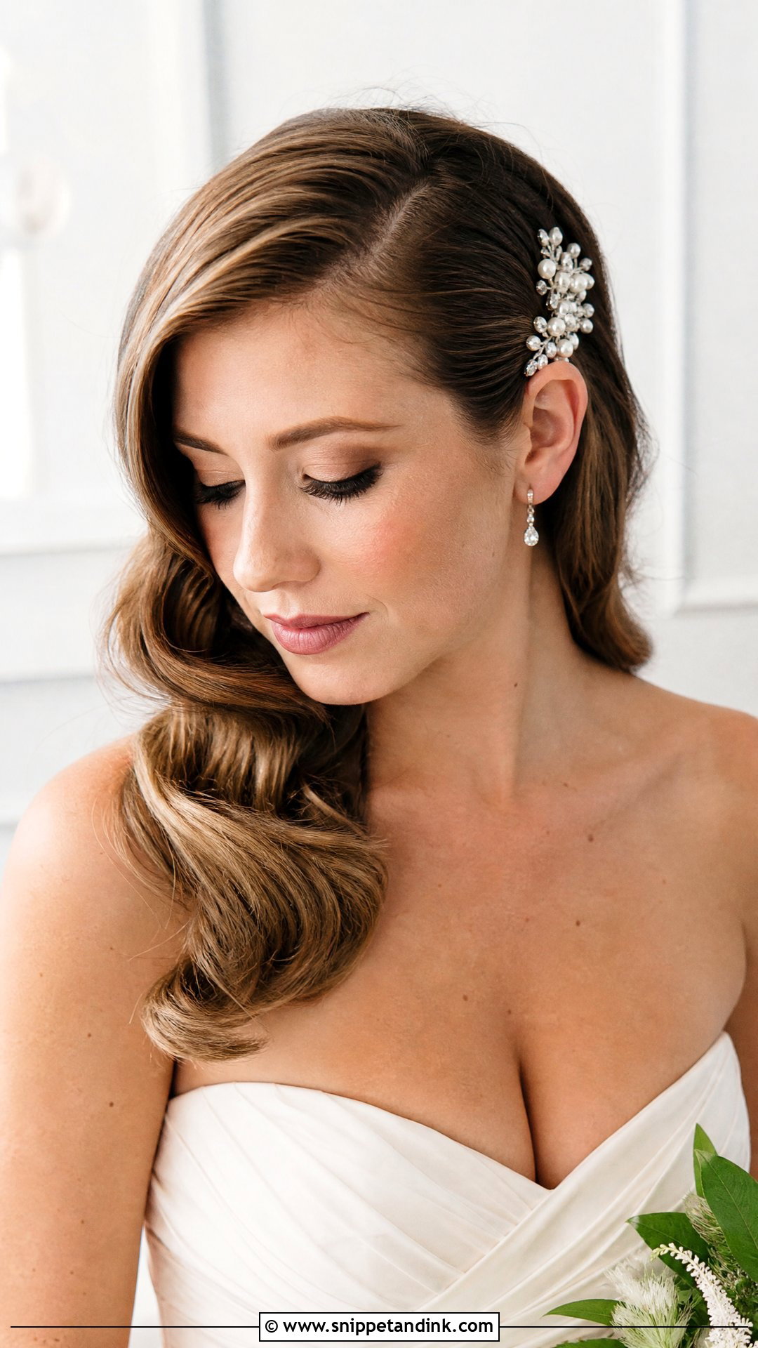 Side Swept Short Waves - Snippet and Ink - 20 Short Haired Bride Ideas