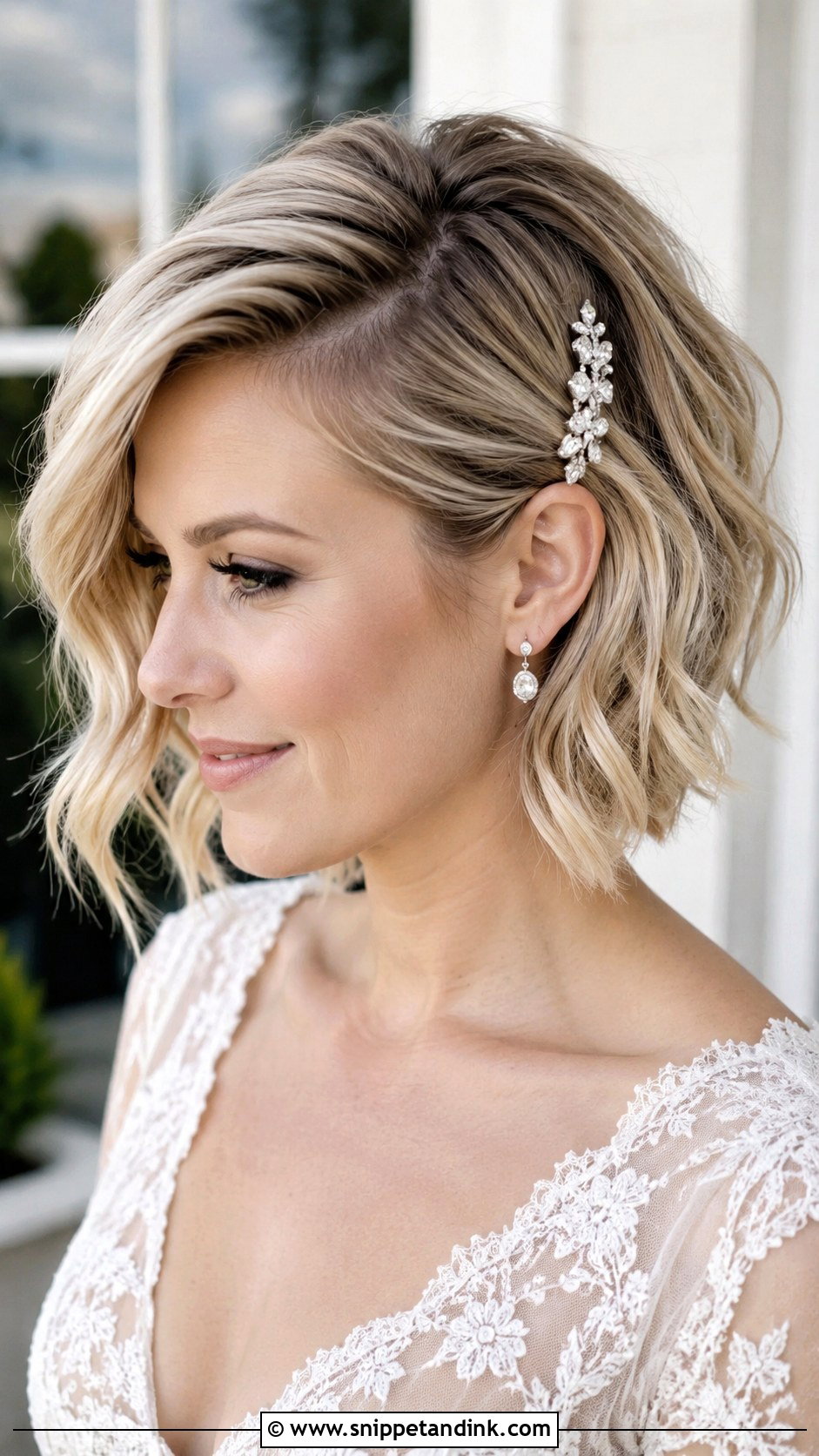 Side Swept Short Wedding Hair - Snippet and Ink - 15 Wedding Hair One Side Ideas