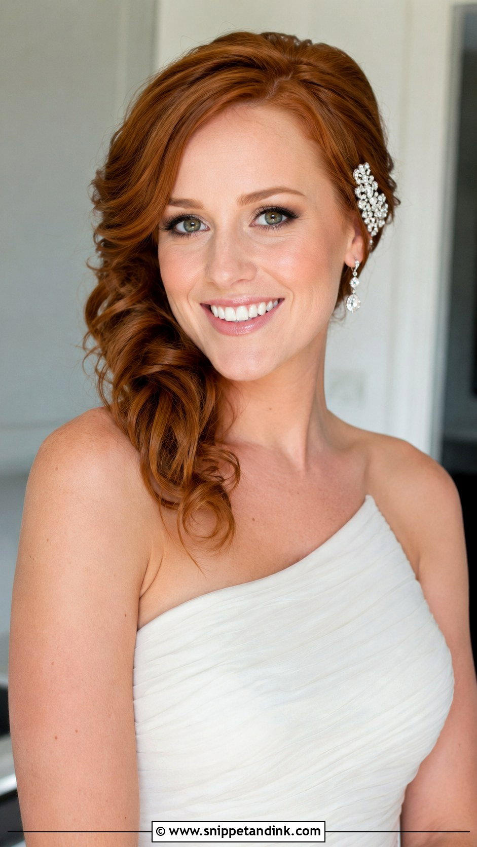 Side Swept Short Wedding Hairstyle - Snippet and Ink - 20 Bridal Hair for Short Hair Ideas