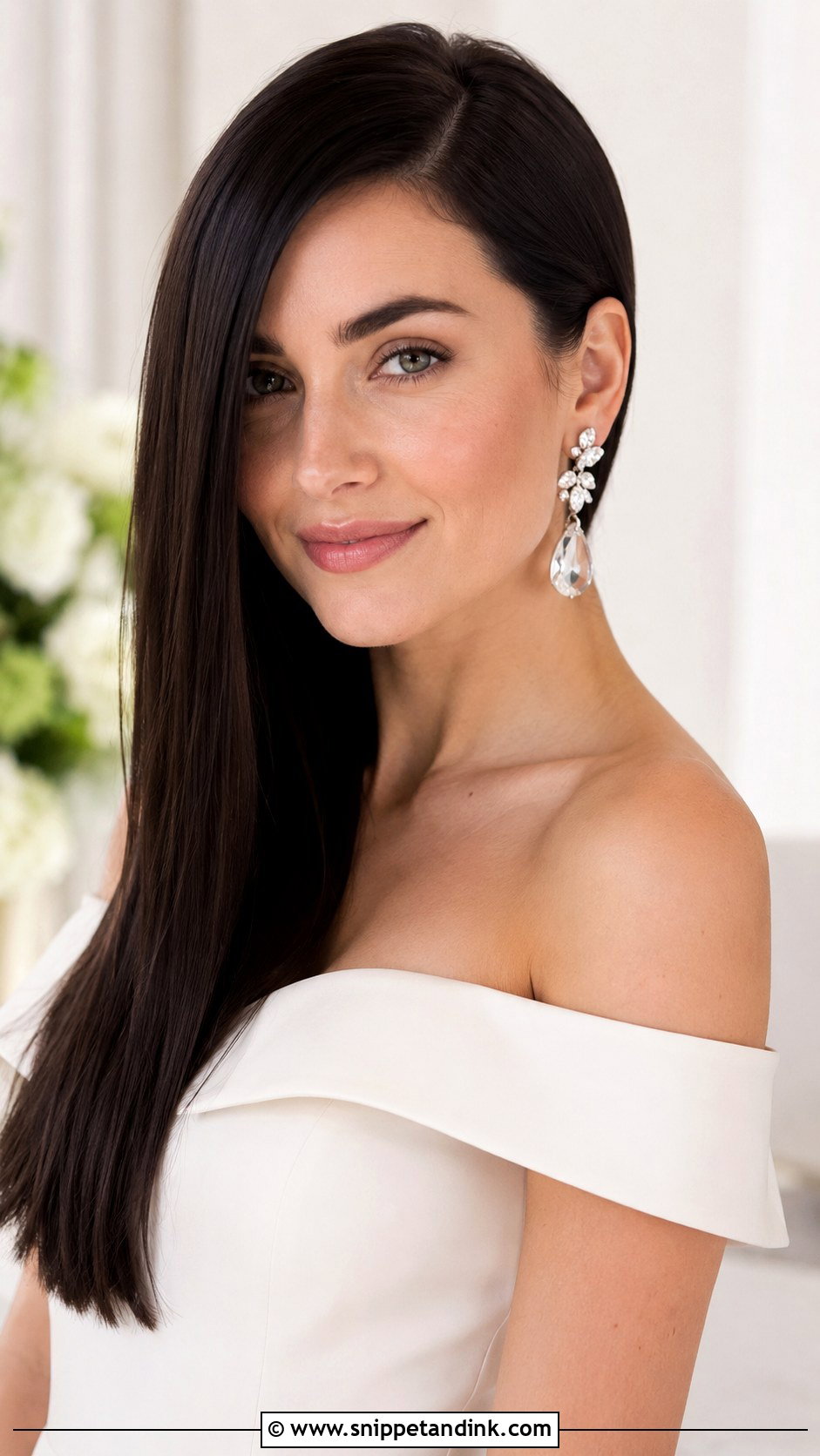 Side Swept Sleek Straight Hair - Snippet and Ink - 20 Side Swept Wedding Hairstyles