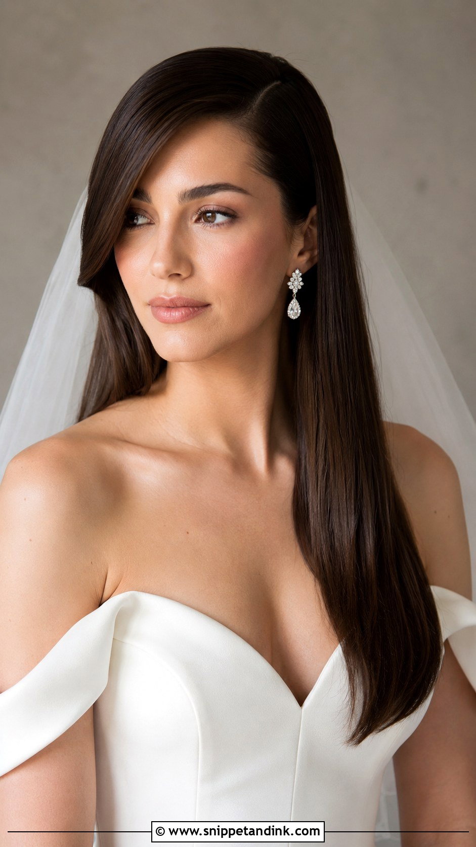Side Swept Sleek Straight Hair - Snippet and Ink - 25 Side Sweep Wedding Hair Ideas