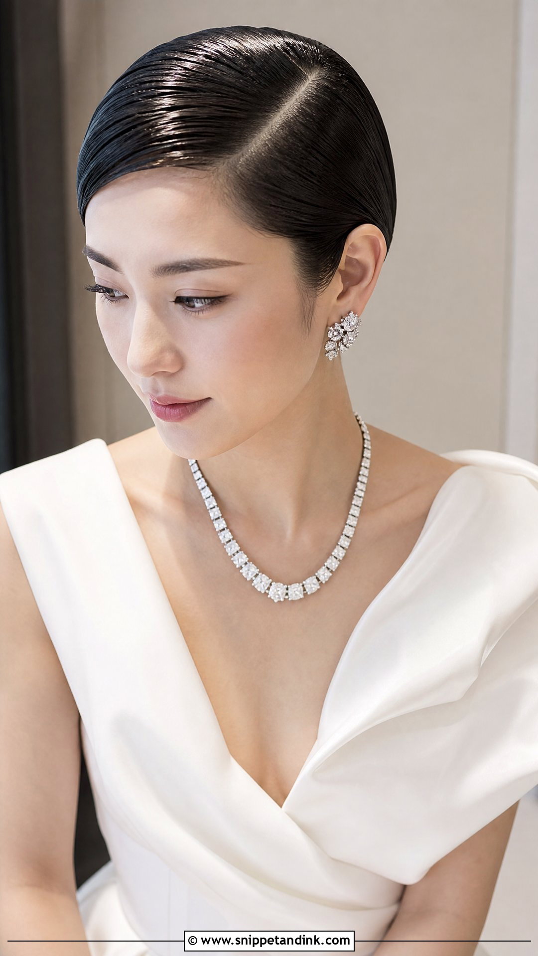 Side Swept Sleek Wet Look Wedding Hair - Snippet and Ink - 20 Sideswept Wedding Hair Ideas