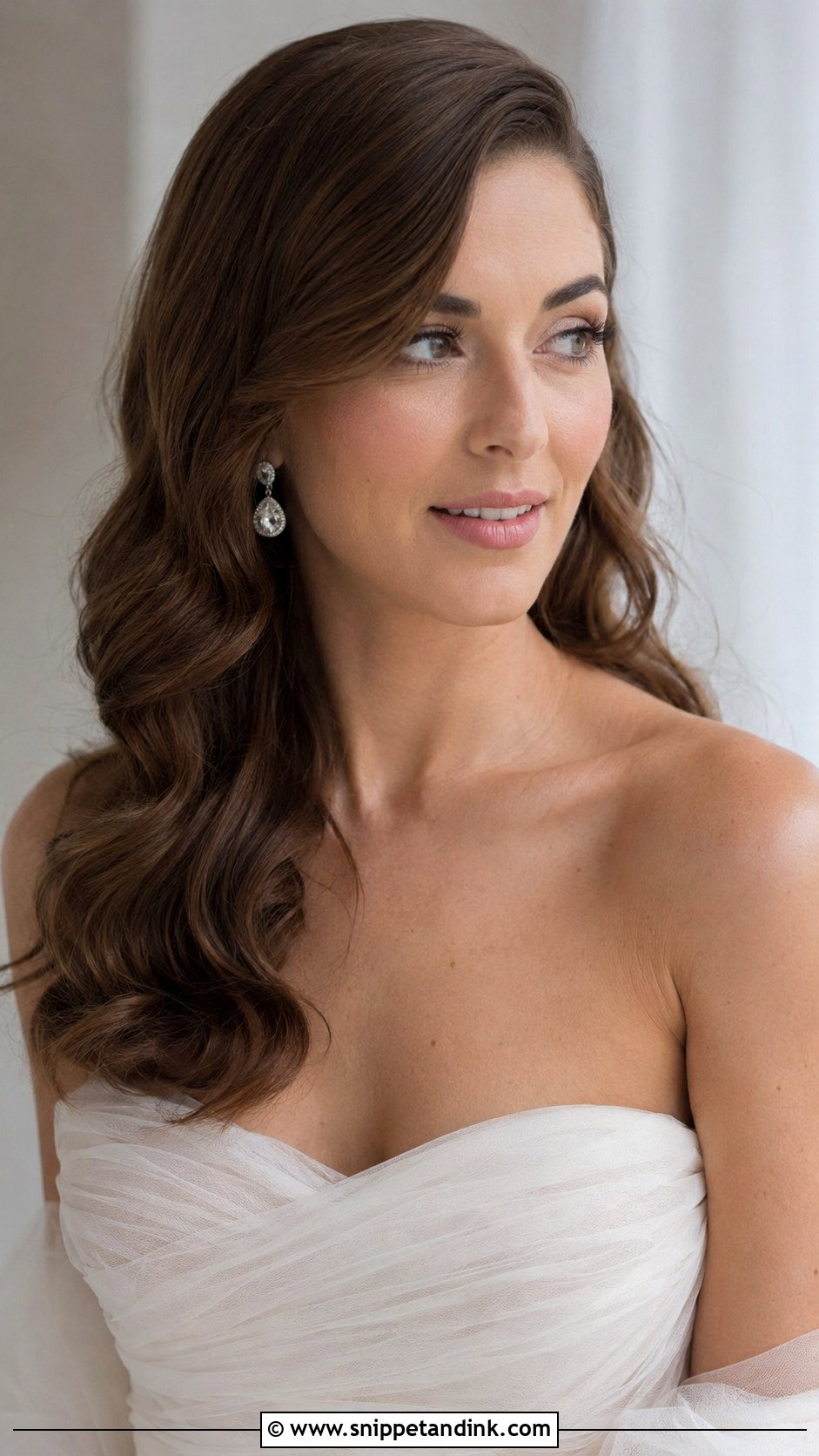 Side Swept Soft Brushed Waves - Snippet and Ink - 20 Bridal Hair Side Swept Ideas