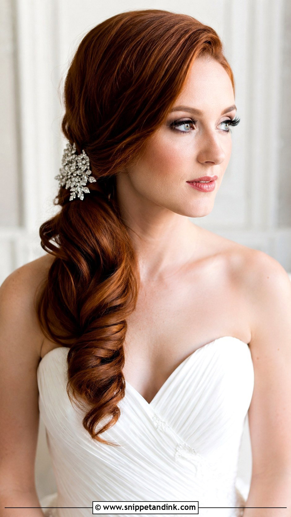 Side Swept Textured Ponytail - Snippet and Ink - 20 Textured Ponytail Wedding Ideas