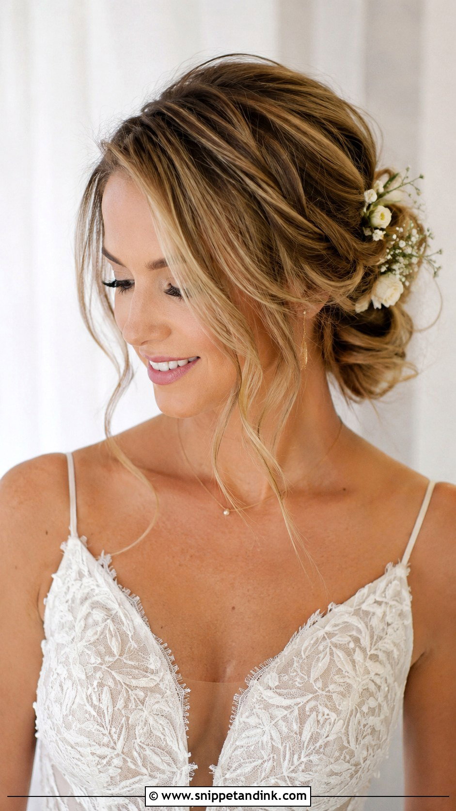 Side Swept Tousled Updo - Snippet and Ink - 25 Side Swept Wedding Hair Ideas