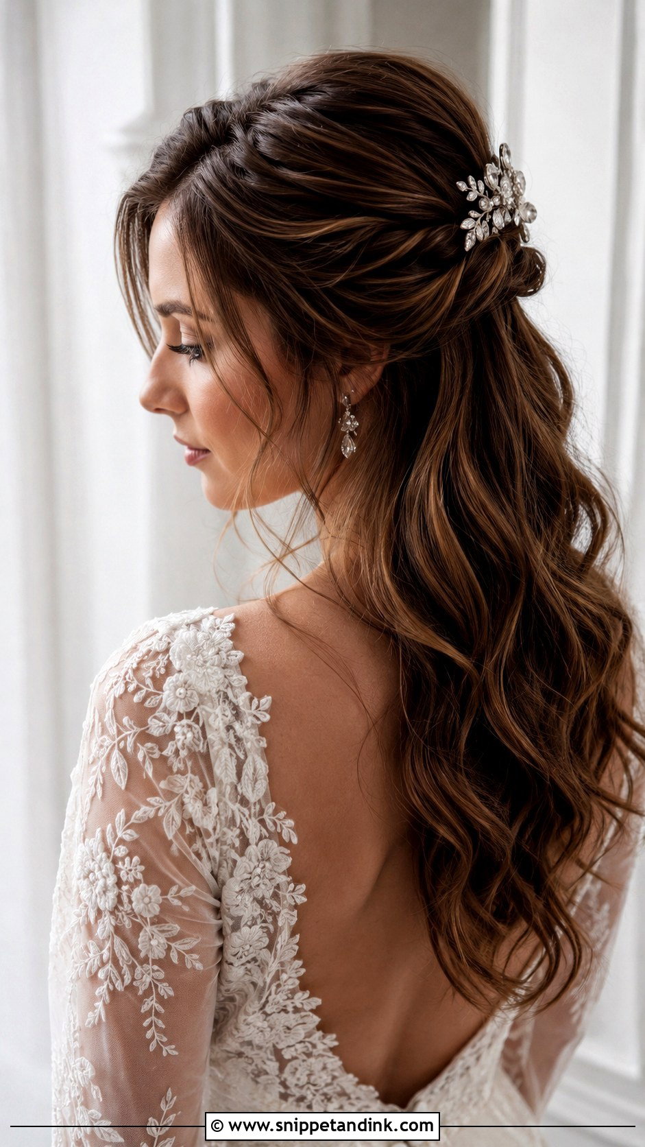 Side Swept Twisted Half Updo - Snippet and Ink - 20 Wedding Hair One Side Pulled Back Ideas