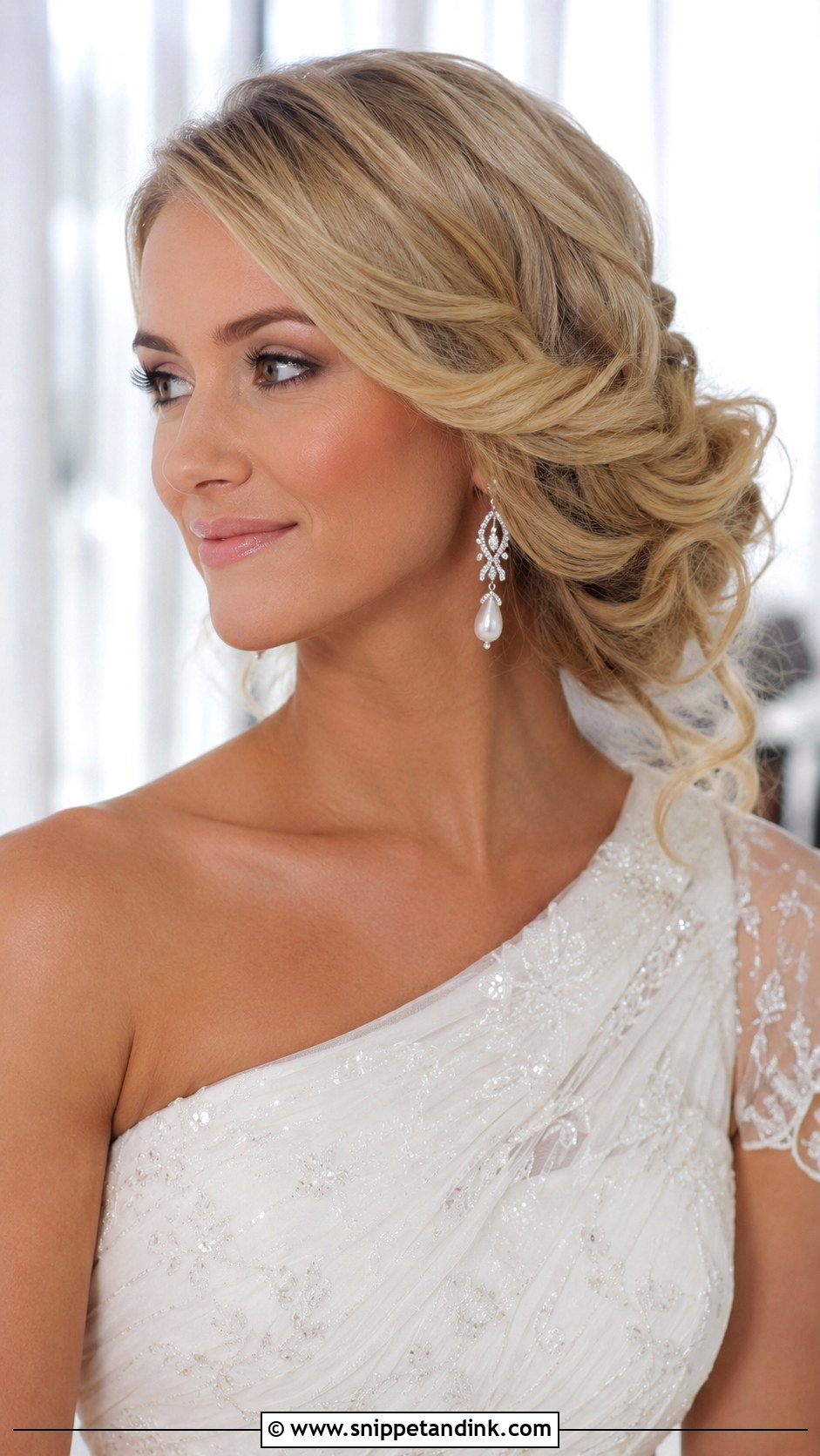 Side Swept Updo - Snippet and Ink - 20 Easy Wedding Updos for Long Hair