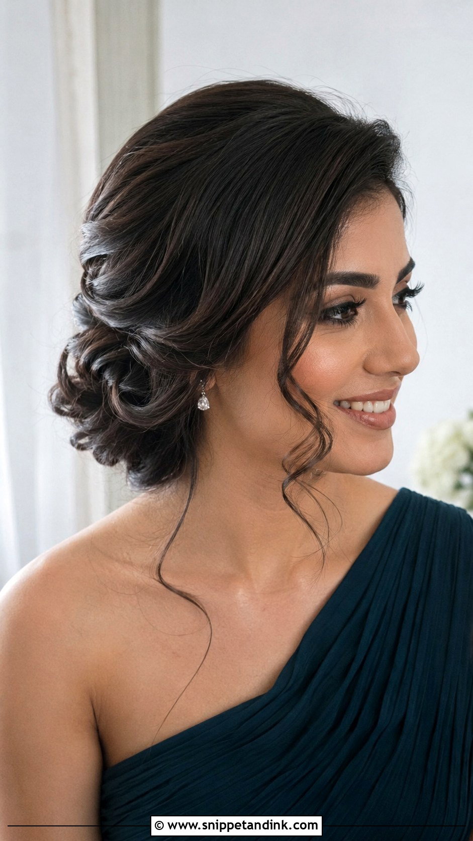Side Swept Updo Bridesmaid Hair - Snippet and Ink - 20 Bridesmaids Updos for Long Hair