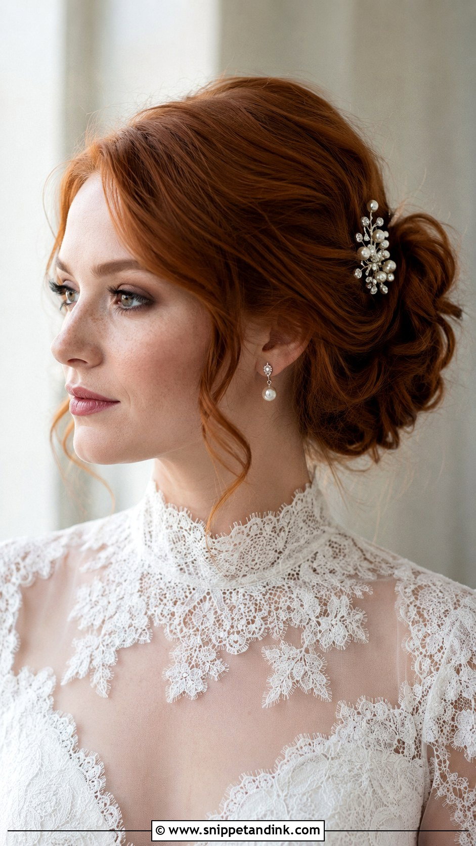 Side Swept Updo For High Neck Dress - Snippet and Ink - 15 Wedding Hairstyles for High Neck Dresses