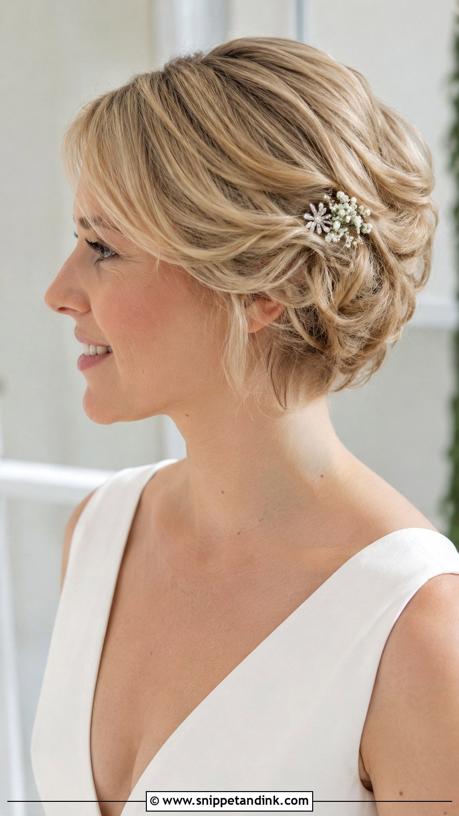 Side Swept Updo For Short Hair - Snippet and Ink - 25 Side Updo Wedding Hair Ideas