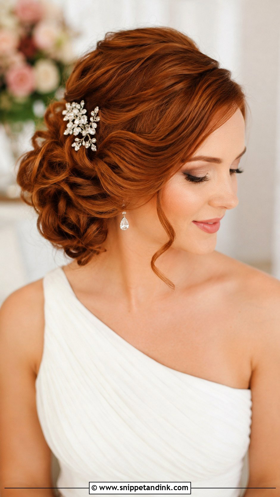 Side Swept Updo Wedding Hairstyle - Snippet and Ink - 30 Wedding Updos for Long Hair