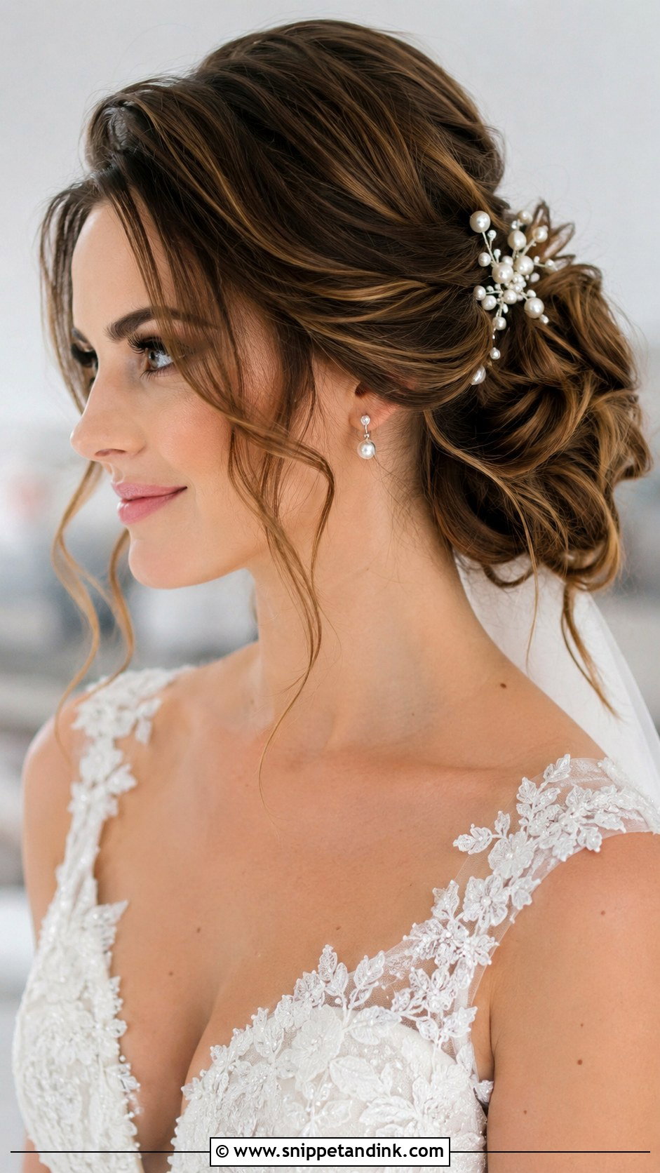 Side Swept Updo With Loose Tendrils - Snippet and Ink - 20 One Side Up Wedding Hair Ideas