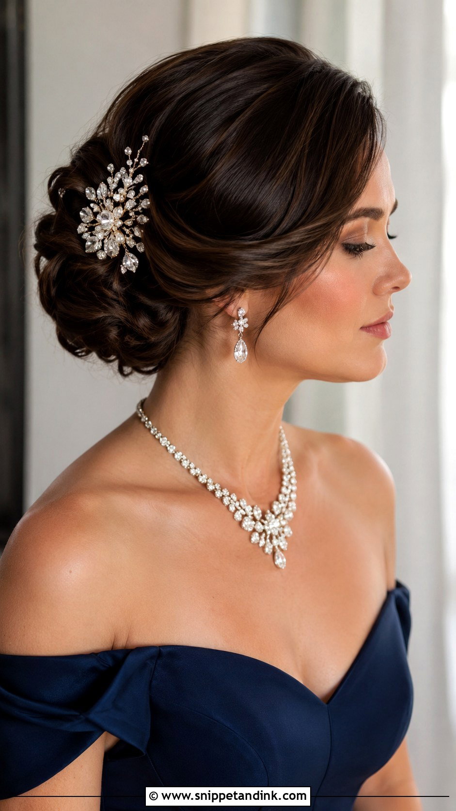 Side Swept Updo With Statement Comb - Snippet and Ink - 25 Side Updo Wedding Hair Ideas