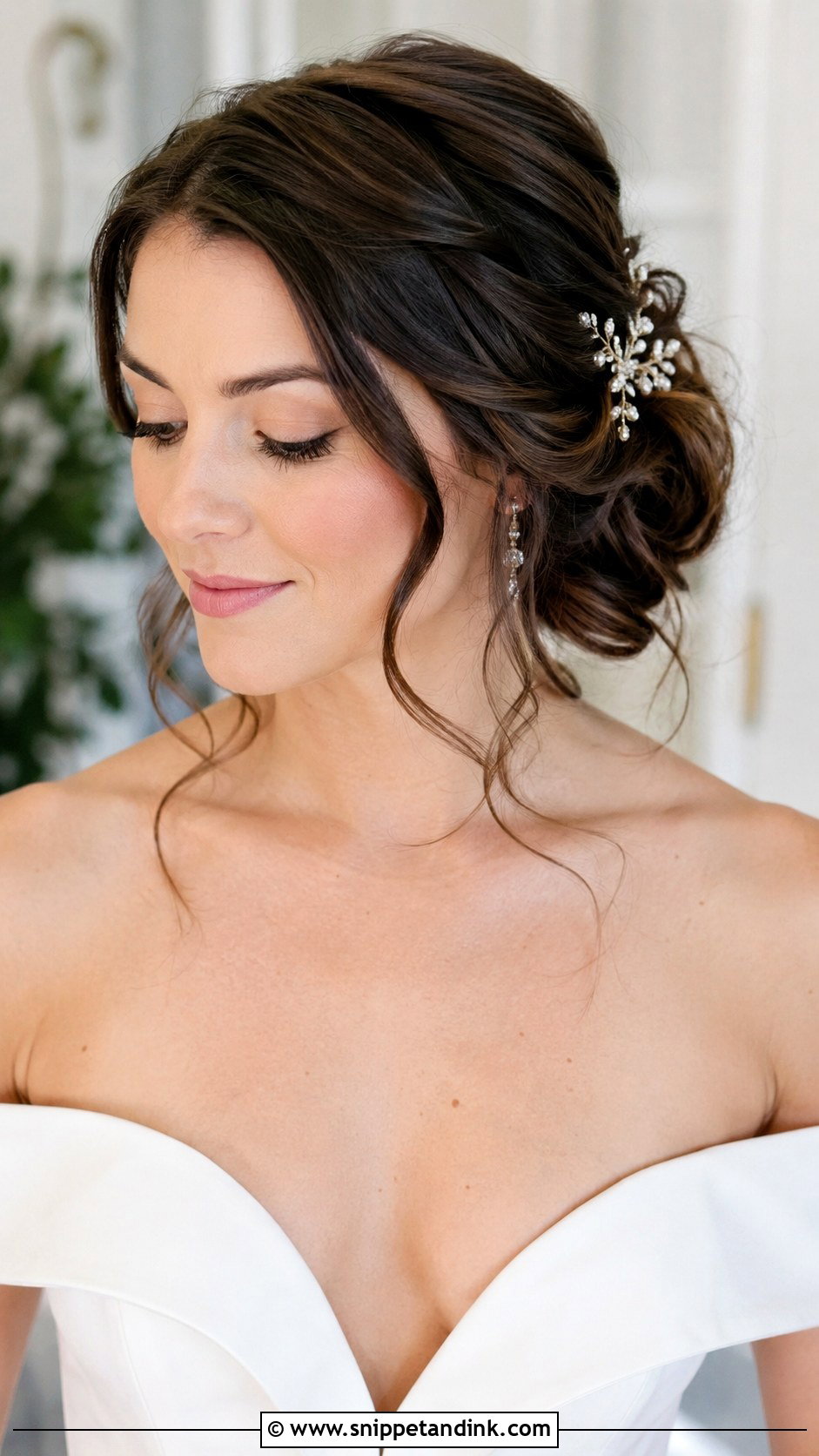 Side Swept Updo for Medium Hair - Snippet and Ink - 25 Up Dos for Medium Hair Wedding Ideas