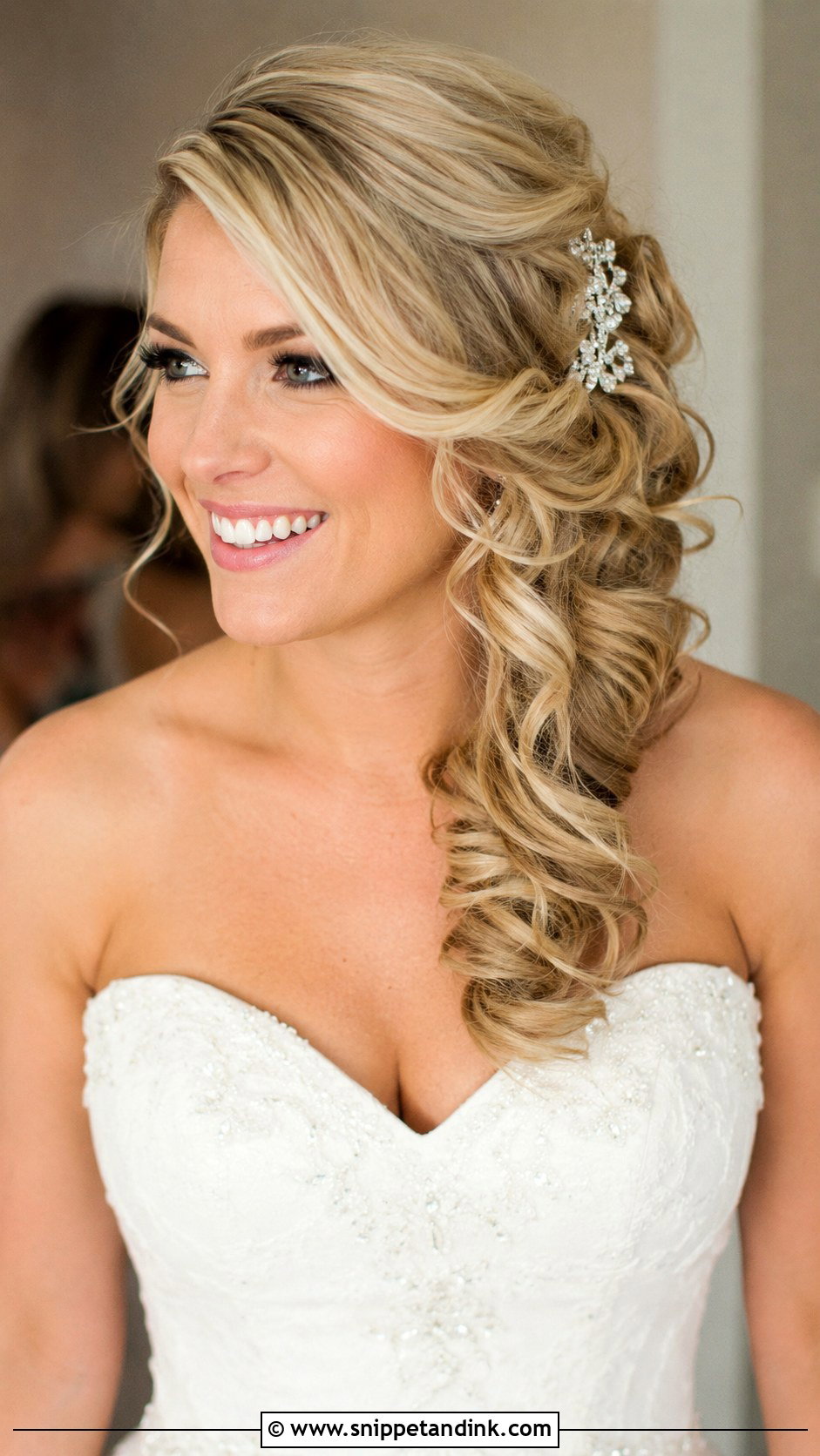 Side Swept Updo for Medium Hair - Snippet and Ink - 30 Wedding Updos for Medium Hair
