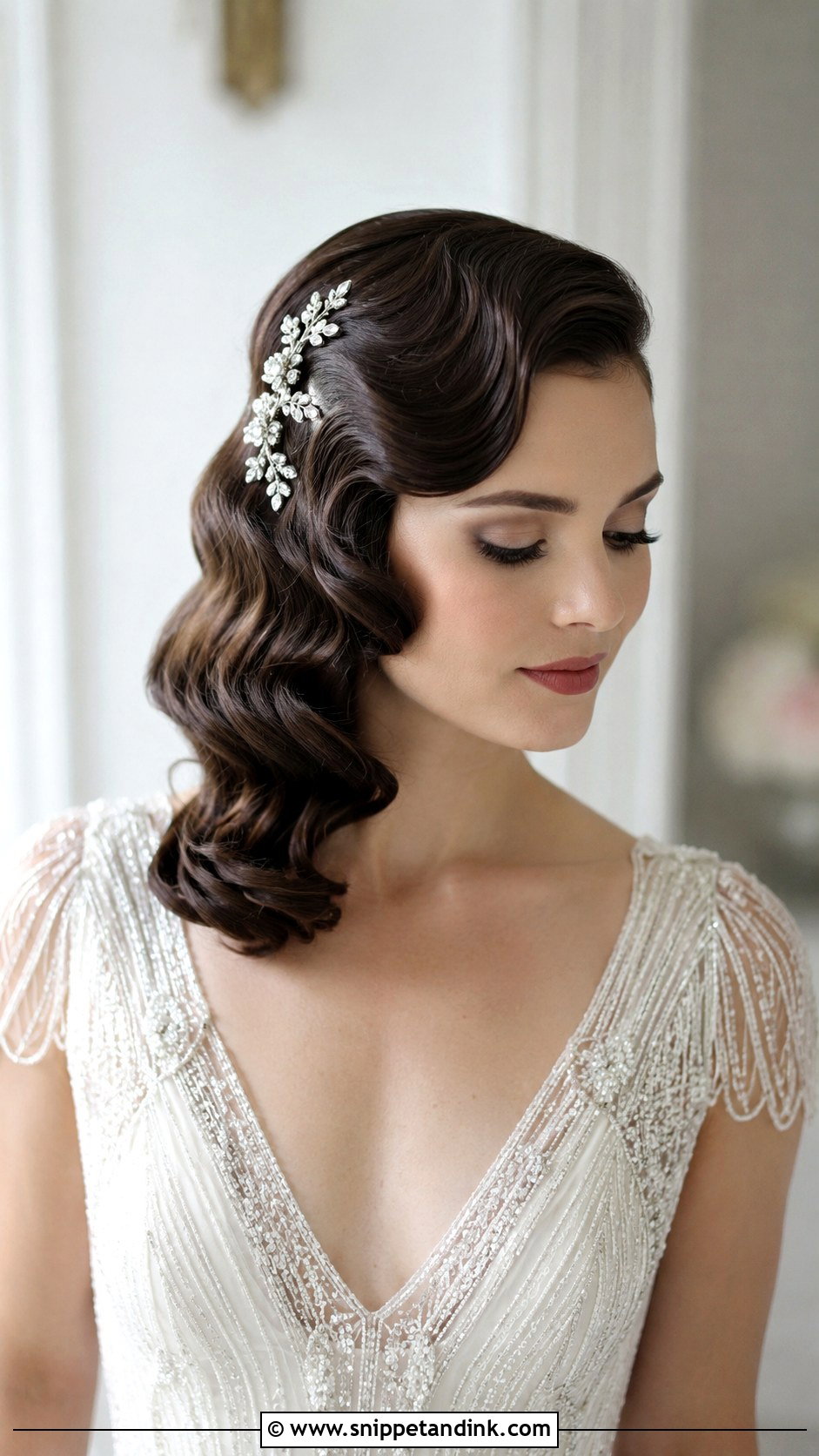 Side Swept Vintage Finger Waves - Snippet and Ink - 30 One Sided Wedding Hairstyle Ideas