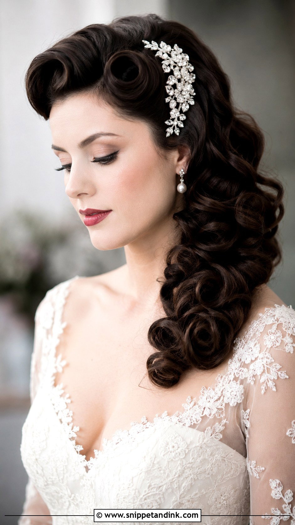 Side Swept Vintage Pin Curls - Snippet and Ink - 20 Side Bridal Hairstyles