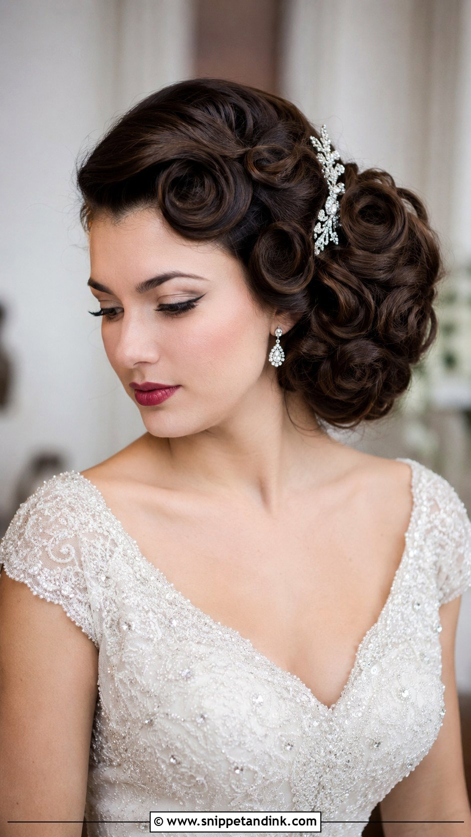 Side Swept Vintage Pin Curls - Snippet and Ink - 20 Bridal Hair Side Swept Ideas