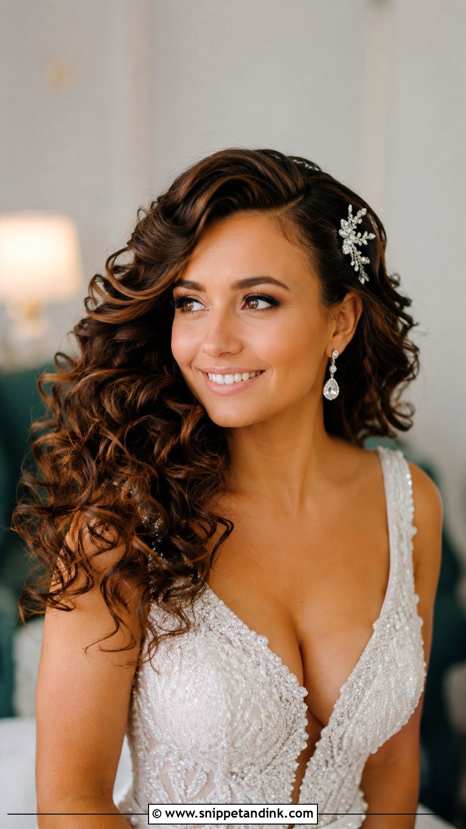 Side Swept Voluminous Curls - Snippet and Ink - 30 Side Wedding Hairstyles