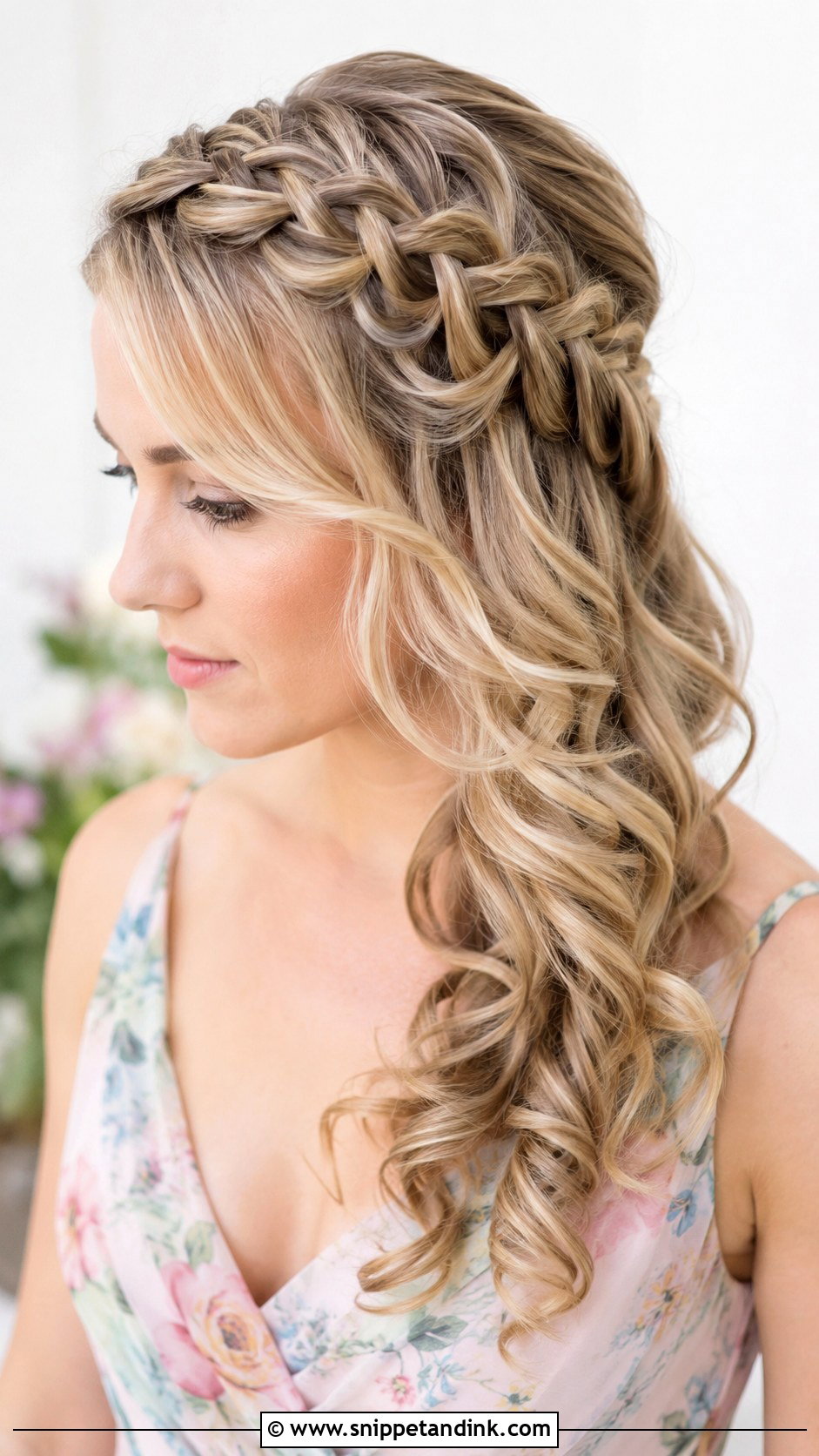 Side Swept Waterfall Braid Bridesmaid Hairstyle - Snippet and Ink - 20 Bridesmaid Hairstyles Side Swept