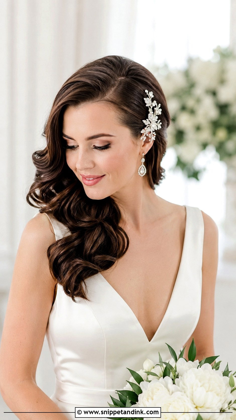 Side Swept Waves - Snippet and Ink - 30 Wedding Hairstyles for Medium Hair