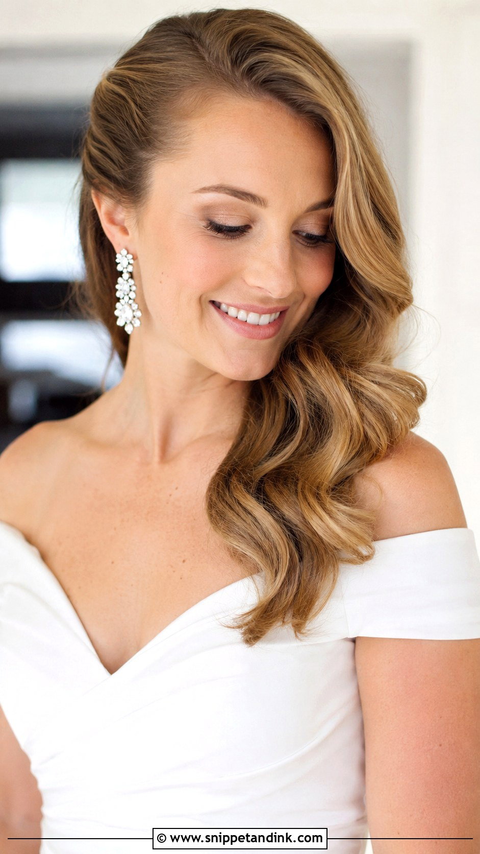 Side Swept Waves - Snippet and Ink - 35 Bridal Hair Down Ideas