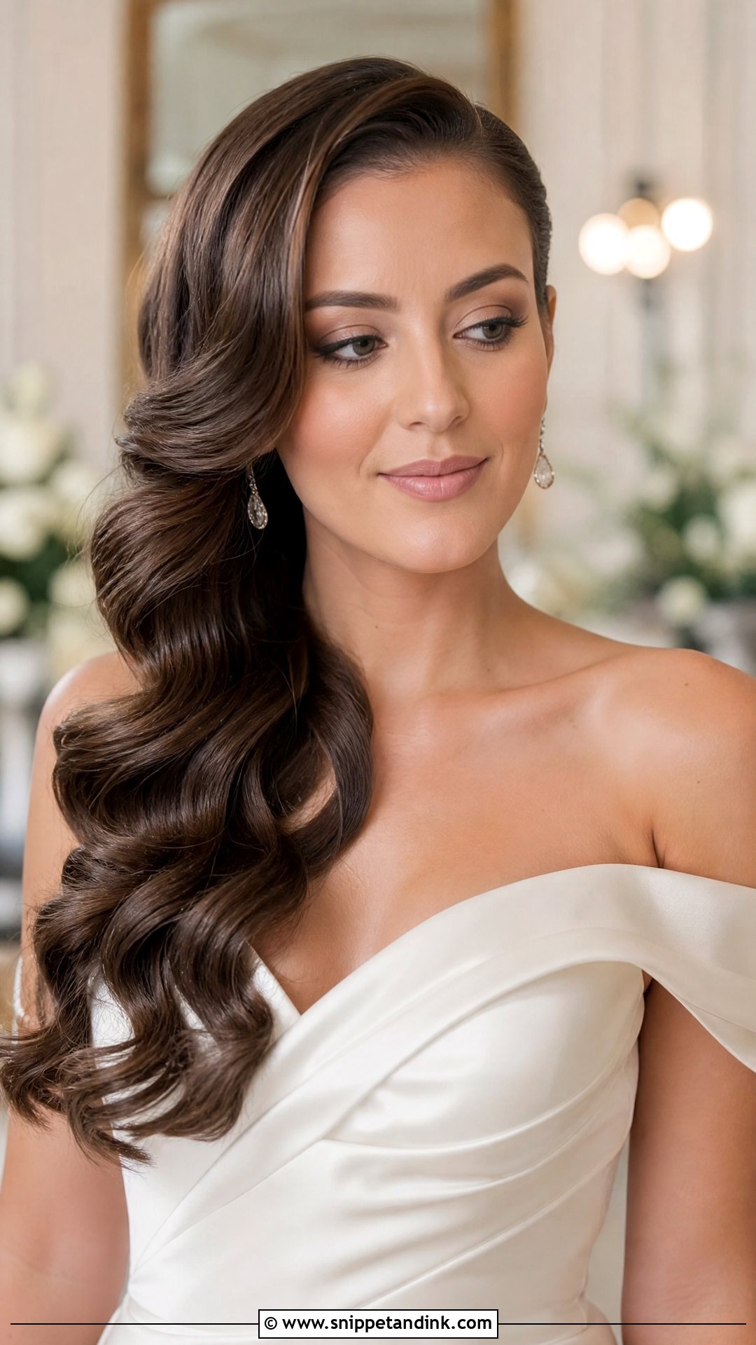 Side Swept Waves - Snippet and Ink - 20 Medium Length Hair Styles for Wedding Guest