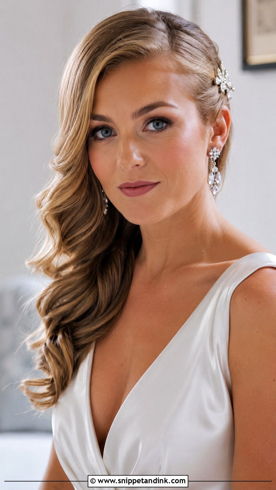 Side Swept Waves Bob Wedding Look - Snippet and Ink - 20 Short Hair Waves Wedding