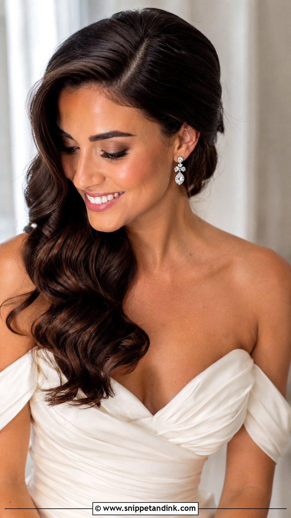 Side Swept Waves Bride Hairstyle - Snippet and Ink - 15 Waves Bride Hairstyles
