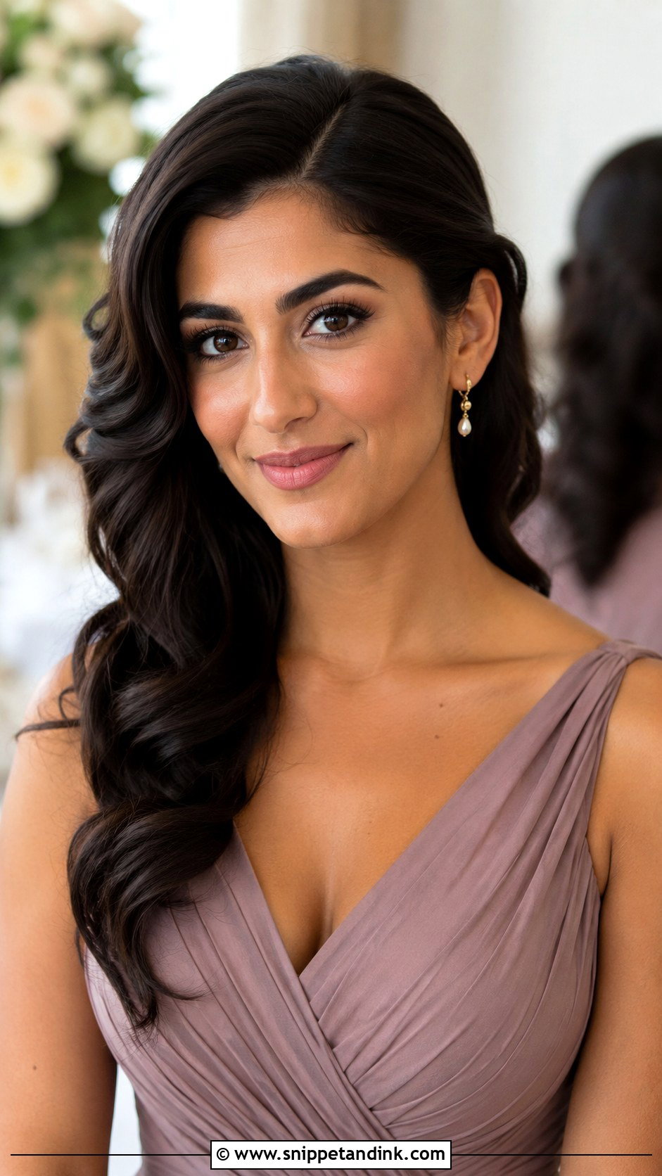 Side Swept Waves Bridesmaid Hair - Snippet and Ink - 25 Simple Bridesmaid Hairdo Ideas