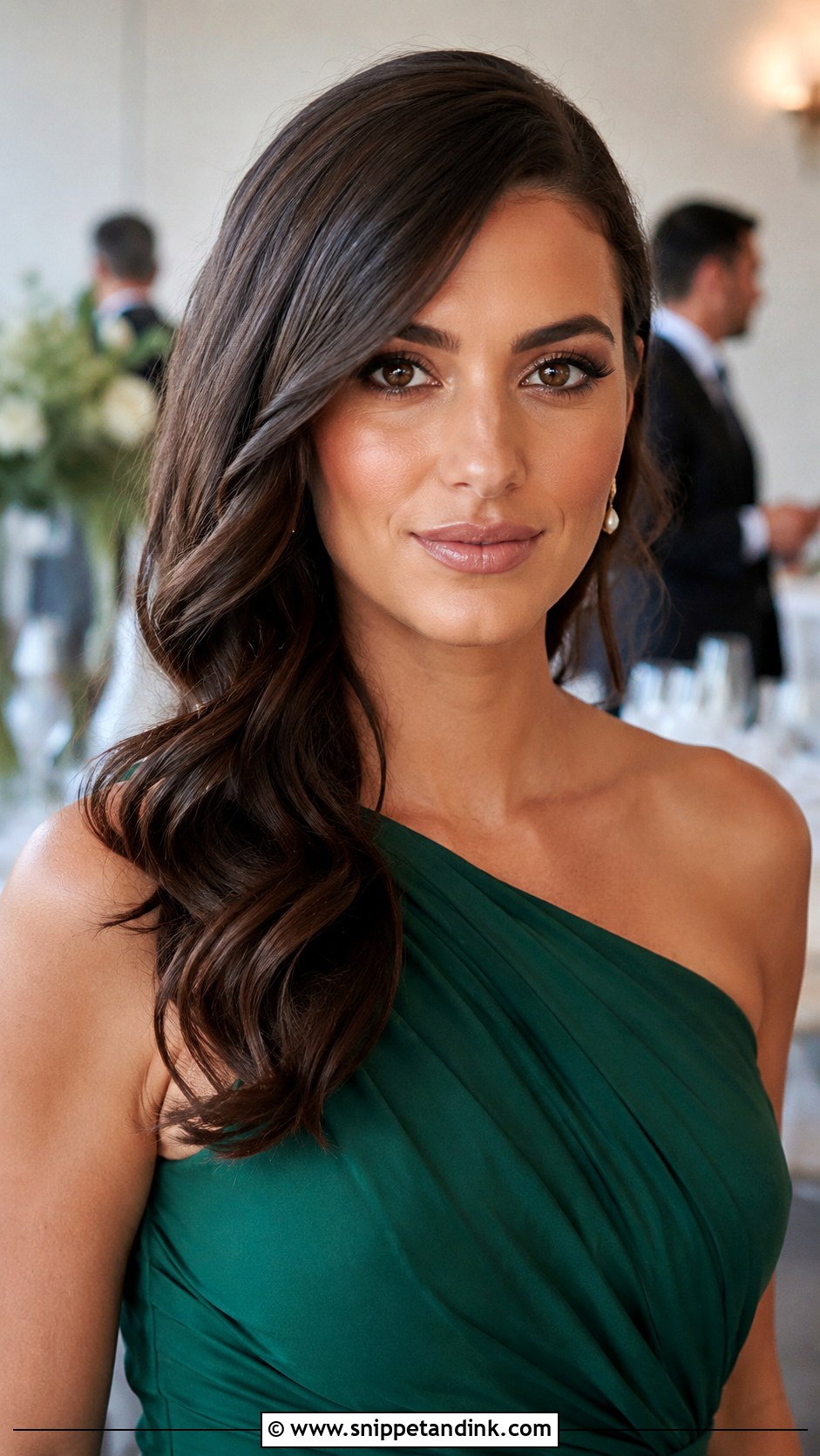 Side Swept Waves Wedding Guest Hairstyle - Snippet and Ink - 20 Easy Wedding Guest Hairstyles for Long Hair