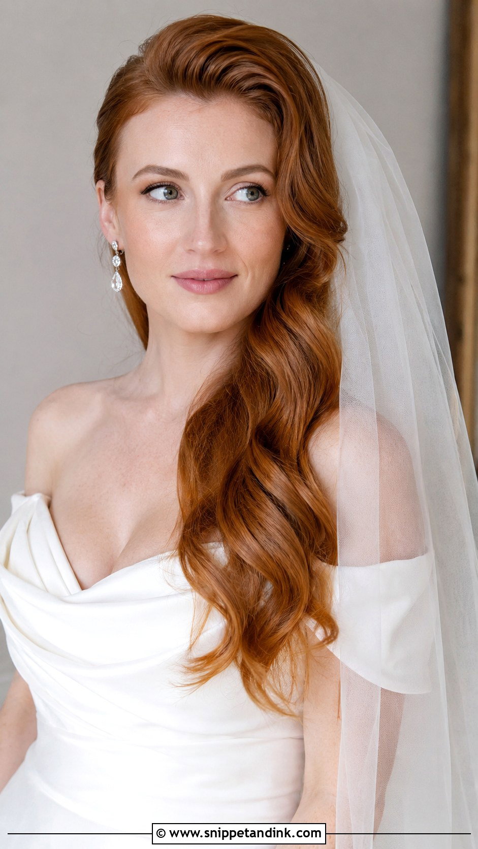 Side Swept Waves With Veil - Snippet and Ink - 25 Side Swept Wedding Hair Ideas
