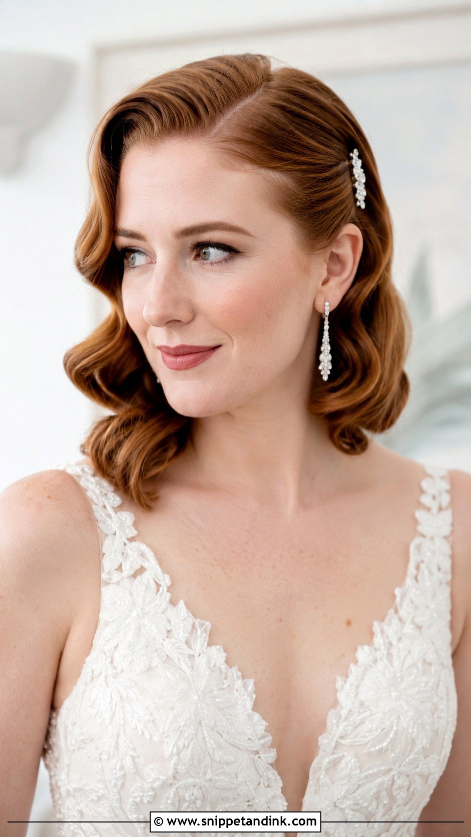 Side Swept Waves for Short Hair - Snippet and Ink - 25 Hairstyle for Wedding Short Hair Ideas