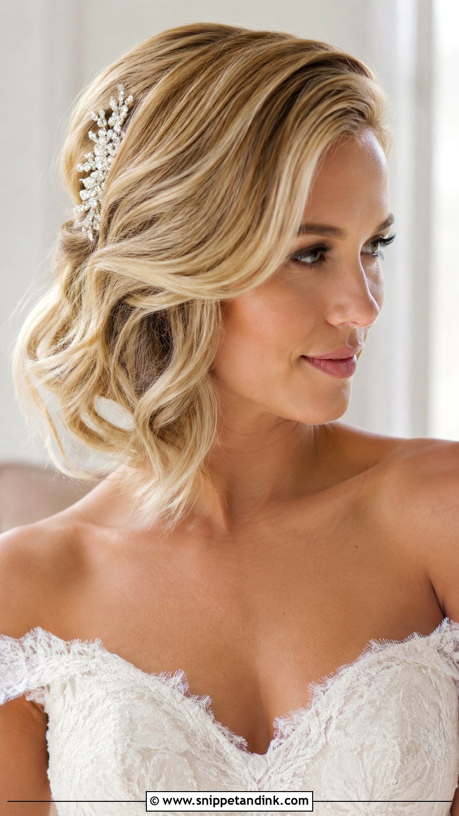 Side Swept Wavy Bob - Snippet and Ink - 20 Short Hairdos for Wedding