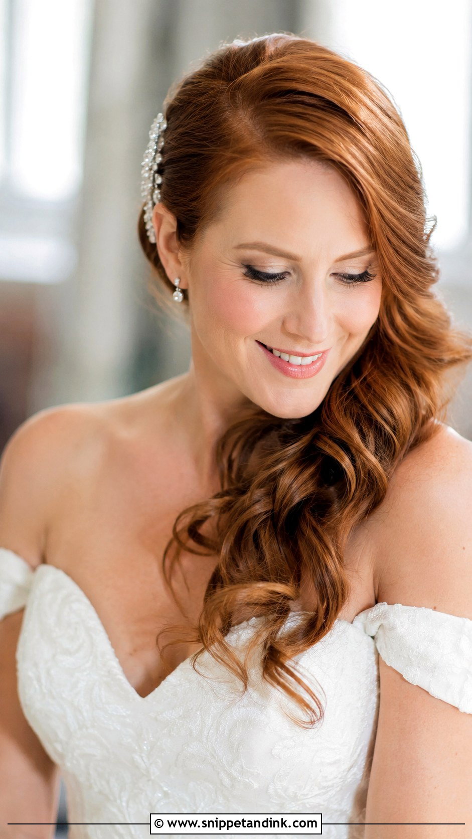 Side Swept Wavy Wedding Hairstyle - Snippet and Ink - 25 Wavy Hairstyles for Wedding