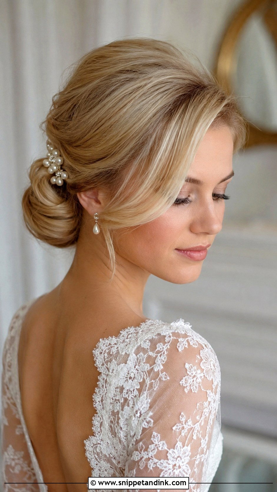 Side Swept Wedding Bun - Snippet and Ink - 15 Hair to the Side Wedding Styles