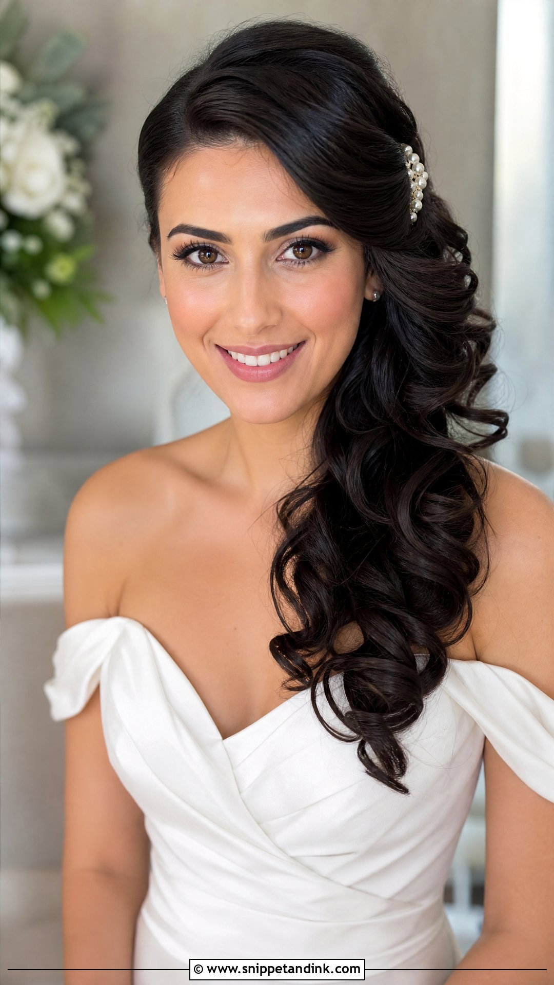 Side Swept Wedding Curls - Snippet and Ink - 15 Curled Wedding Hairstyles