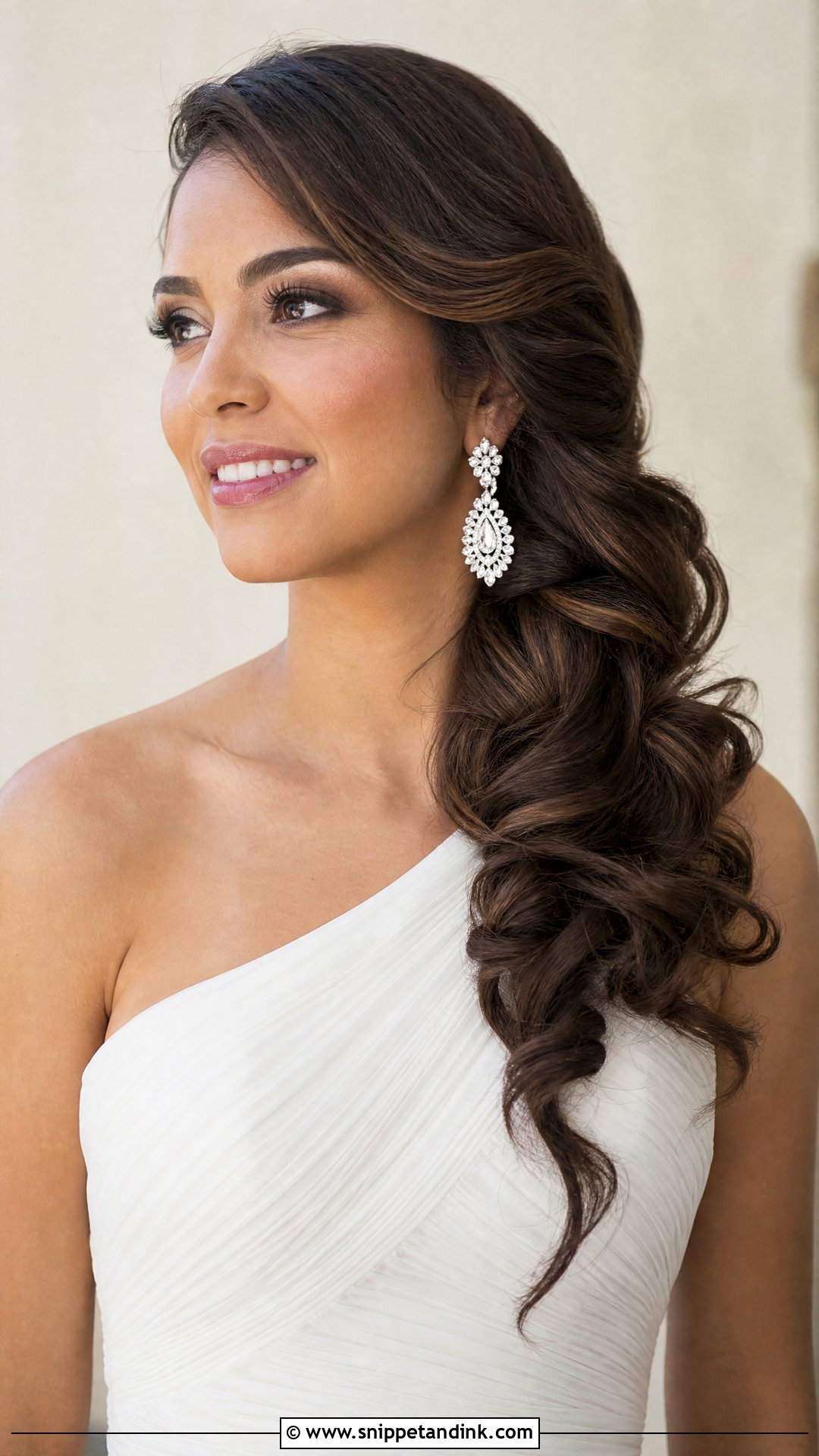 Side Swept Wedding Hair - Snippet and Ink - 20 All Down Wedding Hair Ideas