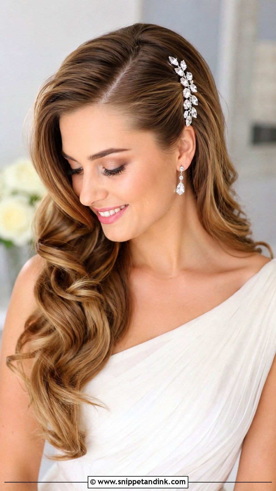 Side Swept Wedding Hair - Snippet and Ink - 20 Hairdo for Long Hair Wedding Ideas