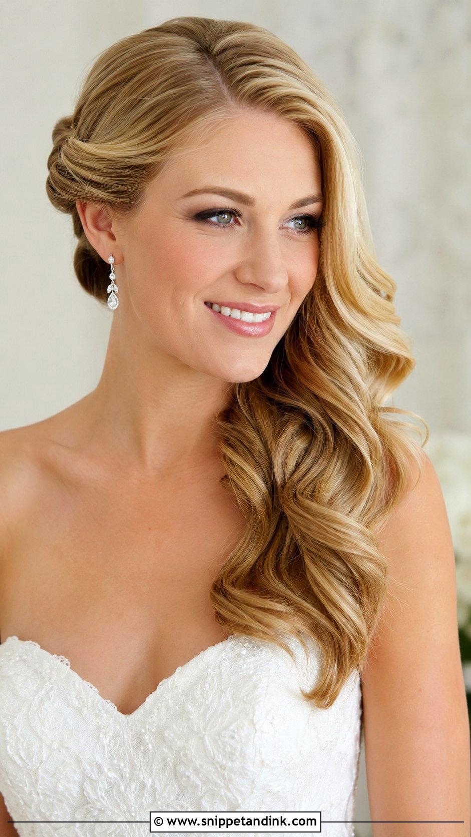 Side Swept Wedding Hair - Snippet and Ink - 15 Hair to Wedding Ideas