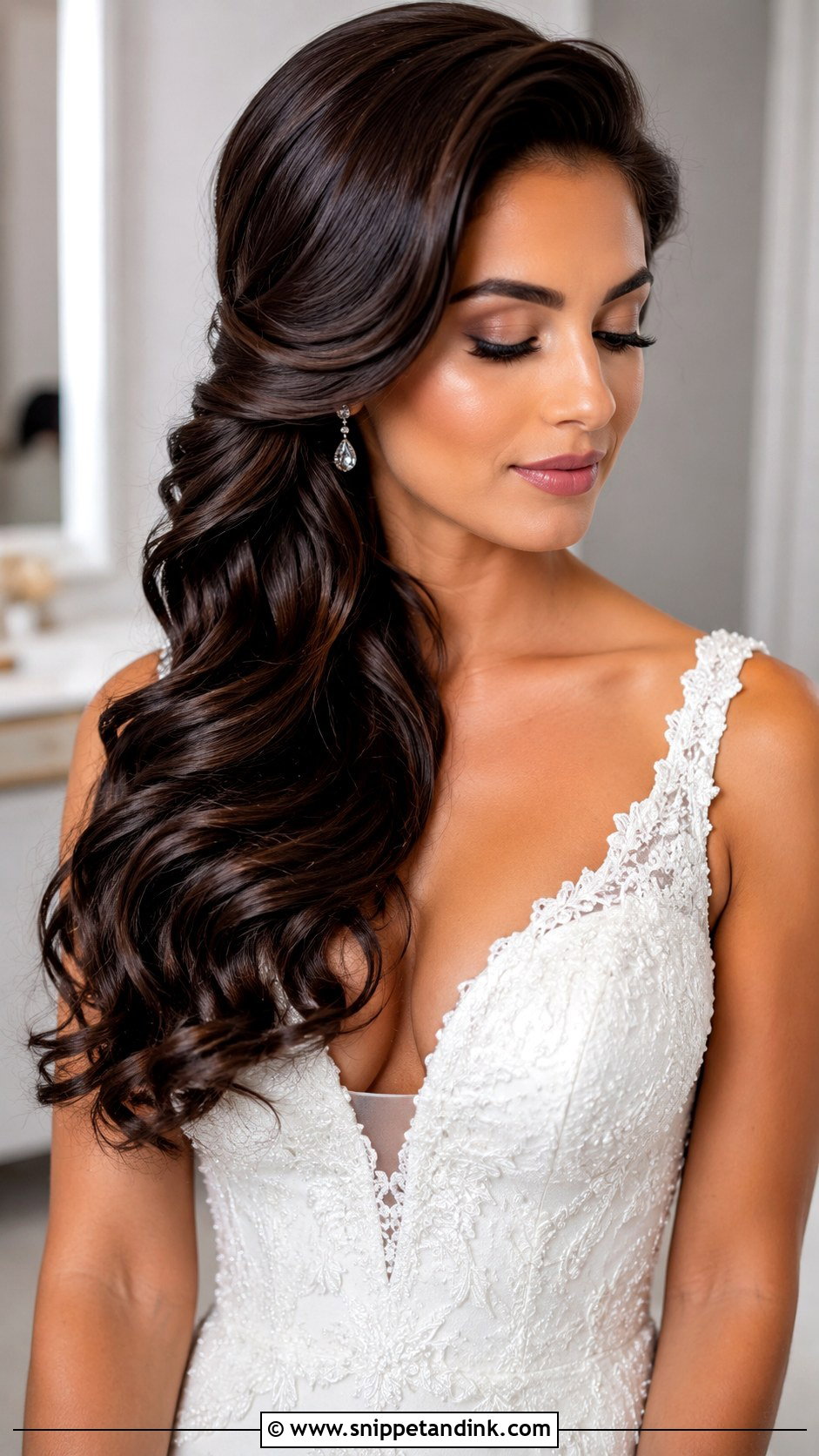 Side Swept Wedding Hair - Snippet and Ink - 15 Wedding Hairstyles for Long Thick Hair