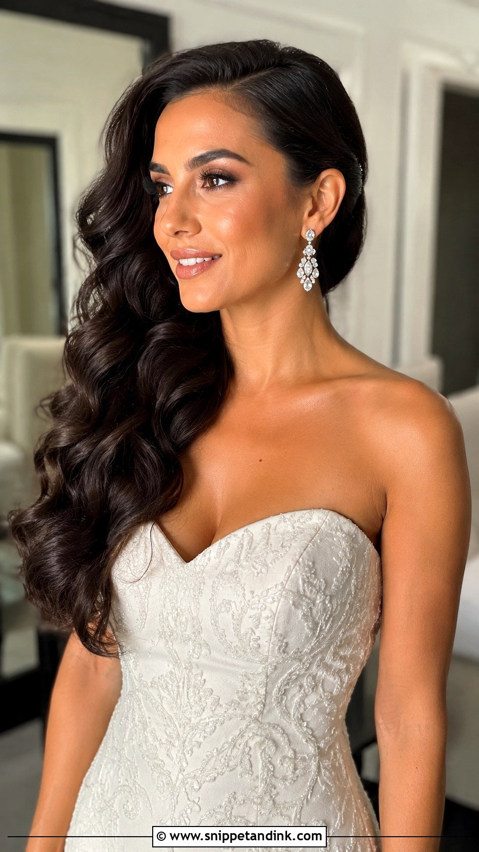 Side Swept Wedding Hair Down - Snippet and Ink - 15 Wedding Bridal Hair Down Ideas