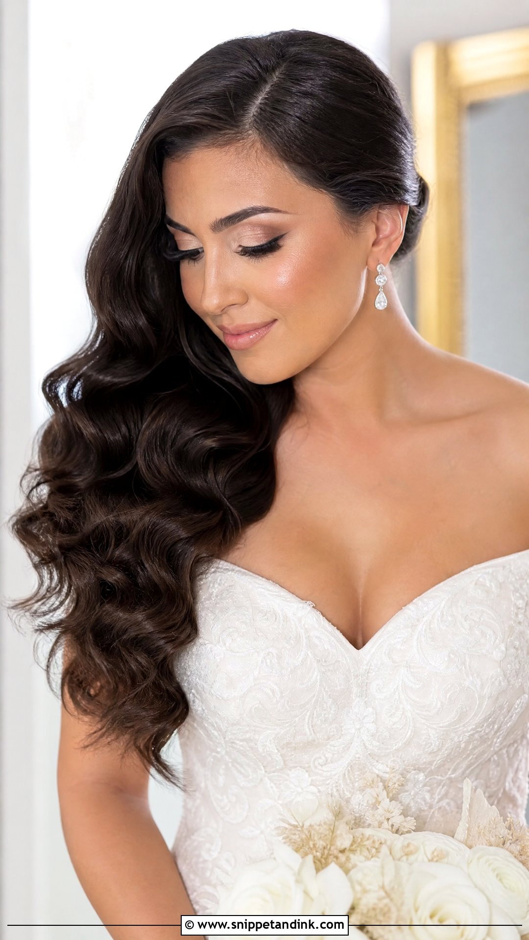 Side Swept Wedding Hair Down - Snippet and Ink - 15 Classic Wedding Hair Down Ideas