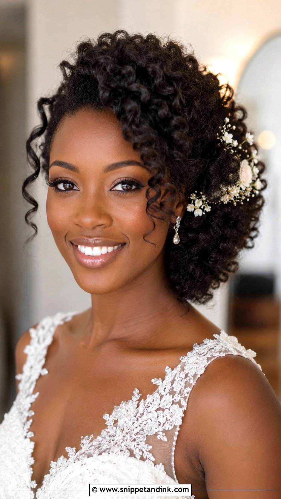 Side Swept Wedding Hair For Curly Hair - Snippet and Ink - 15 Hair to the Side Wedding Styles